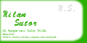 milan sutor business card